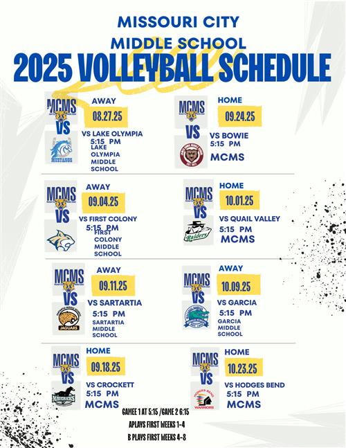  Girls vollleyball schedule